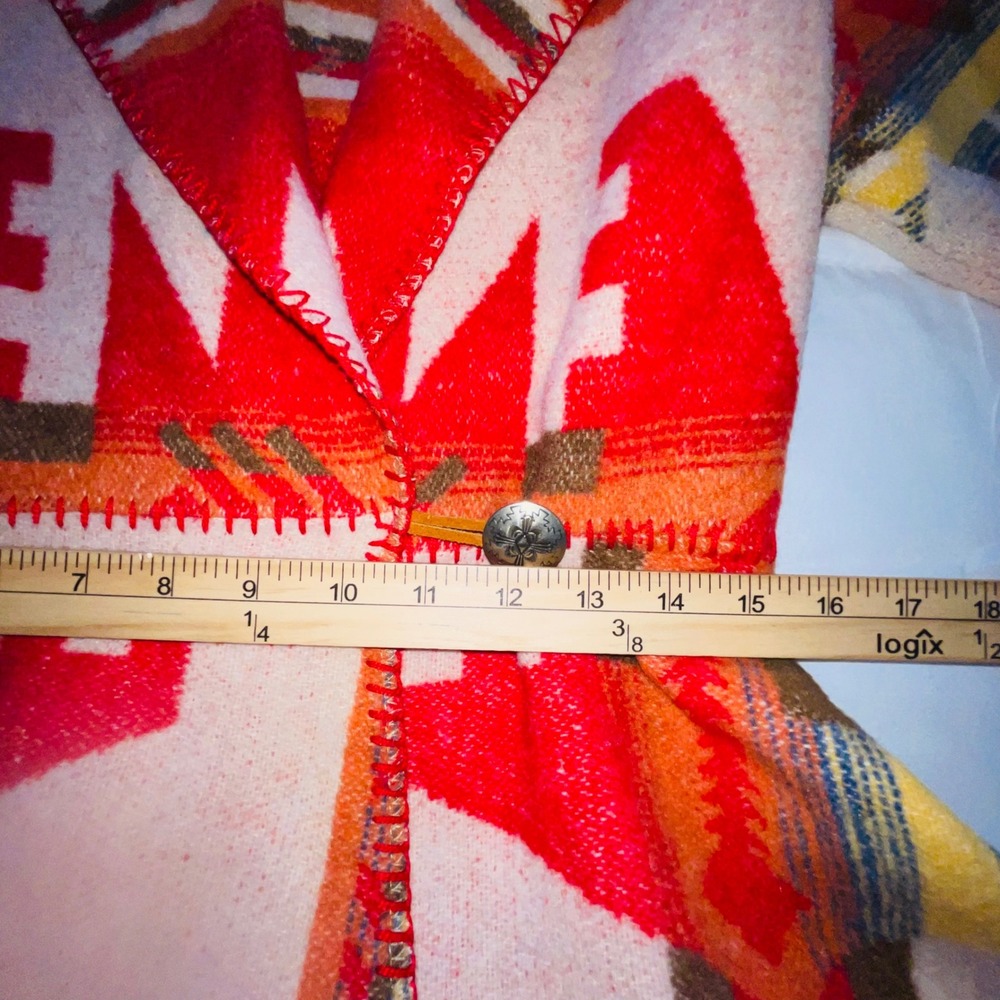 RHONDA STARK USA Made Southwest Geometric Blanket Print Peplum Jacket Blazer S - Picture 7 of 11